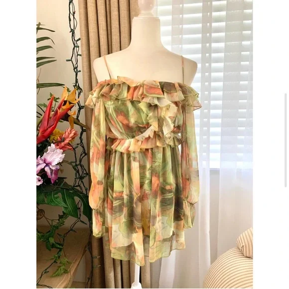 ❌SOLD❌ ZARA Ruffle Printed Tulle Dress - Picture 5 of 9